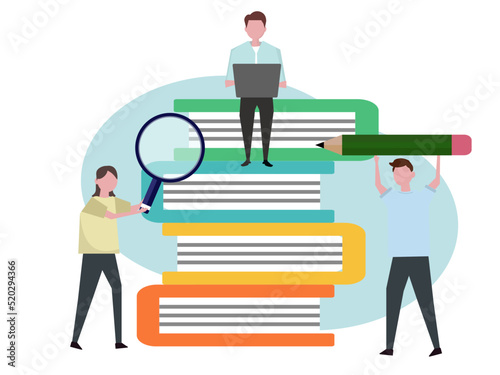 論文や発表 プレゼン プロジェクト 人々 チーム ベクターイラスト