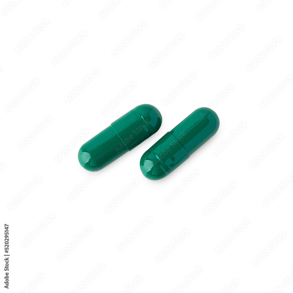Medical pill capsule isolated on white background with clipping path.