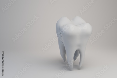 dentistry. oral hygiene. caries prevention. white tooth on a white background with space for advertising products or text. 3d render. 3d illustration