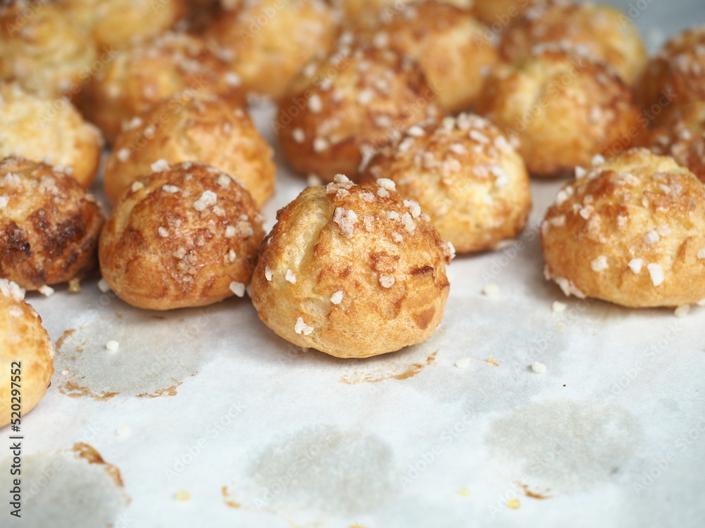 fluffy golden brown baked French Chouquettes