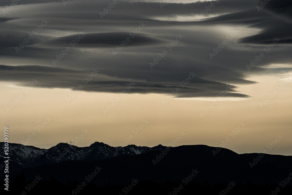 Dramatic clouds over mountain range, south island new zealand