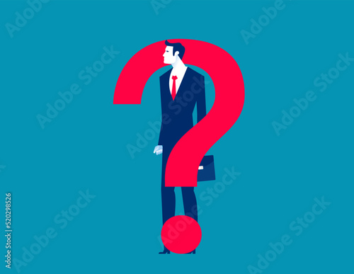 Businessman with big question mark. Business problems vector illustration