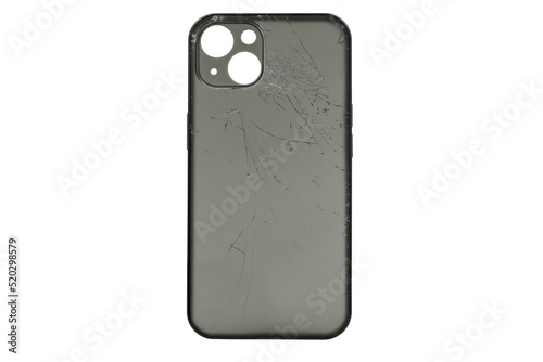 broken phone case isolated on white background - accessories for mobile protection help smartphone No damage when dropped with clipping path
