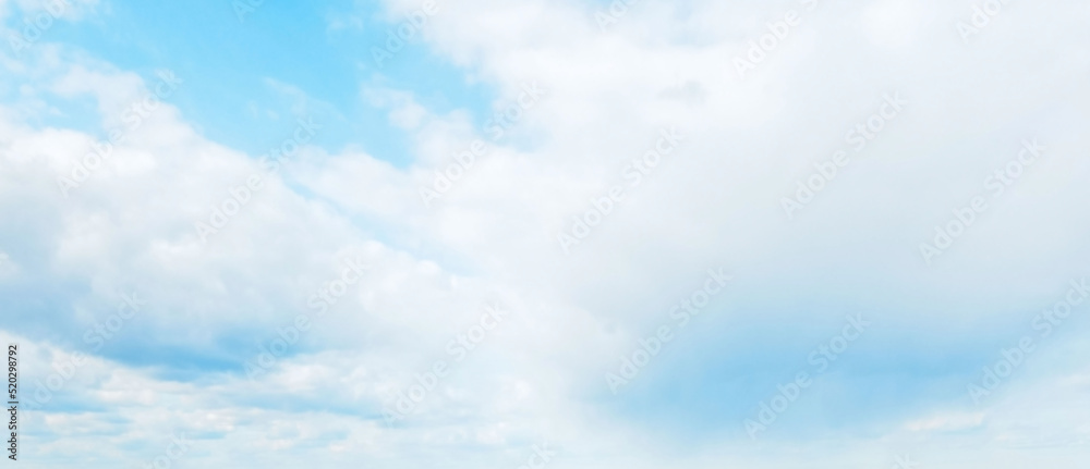 Summer blue sky and clouds. Gradient blue and light white background. Beauty clear cloudy in the sun. Calm bright aerial background. Clear abstract. Wallpaper backdrop.