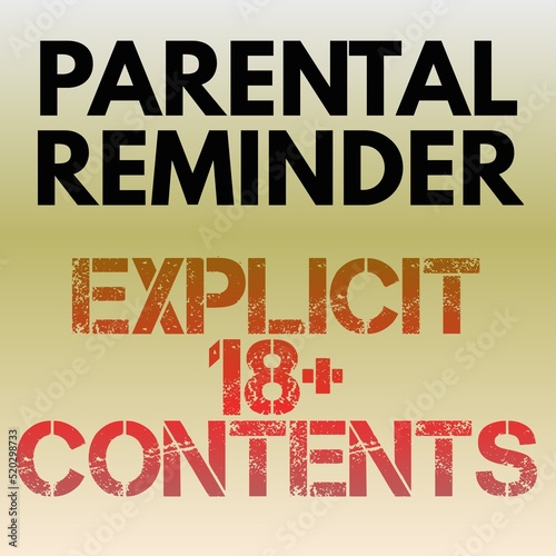 Parental control sign or icon concept typography. Prohibited contents alert, access restrict for safety. Parental advisory software logo, press button background. Warning sign for explicit contents