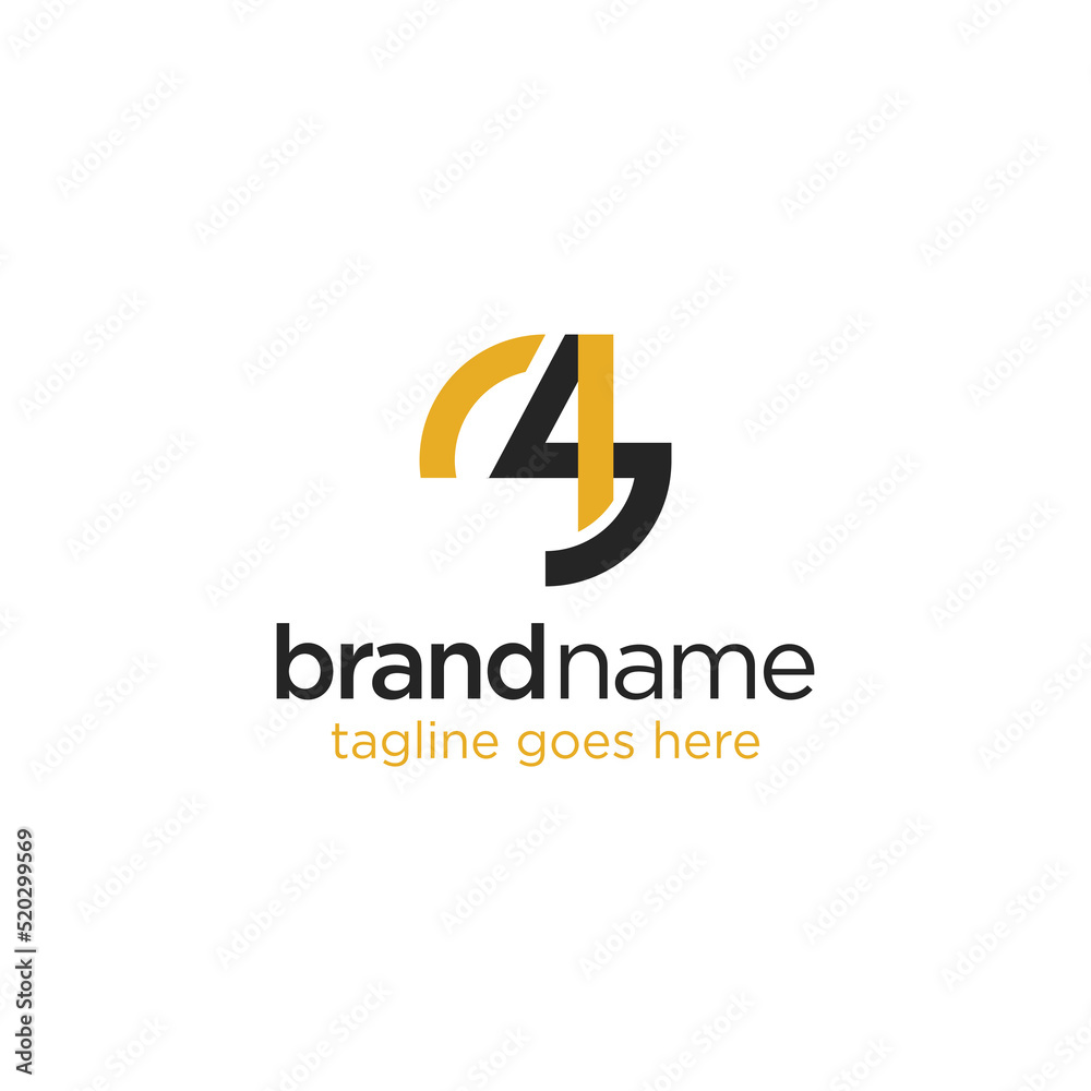 Initial letter and number logo concept, G and 4 logo, g4 logo, 4g logo