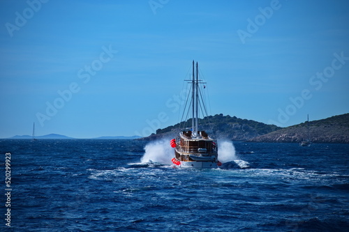 Traditional sailing boat among the islands of Adriatic sea