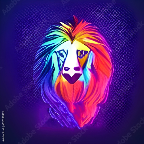 a colorful glowing low poly logo of a lion. low poly lion logo 