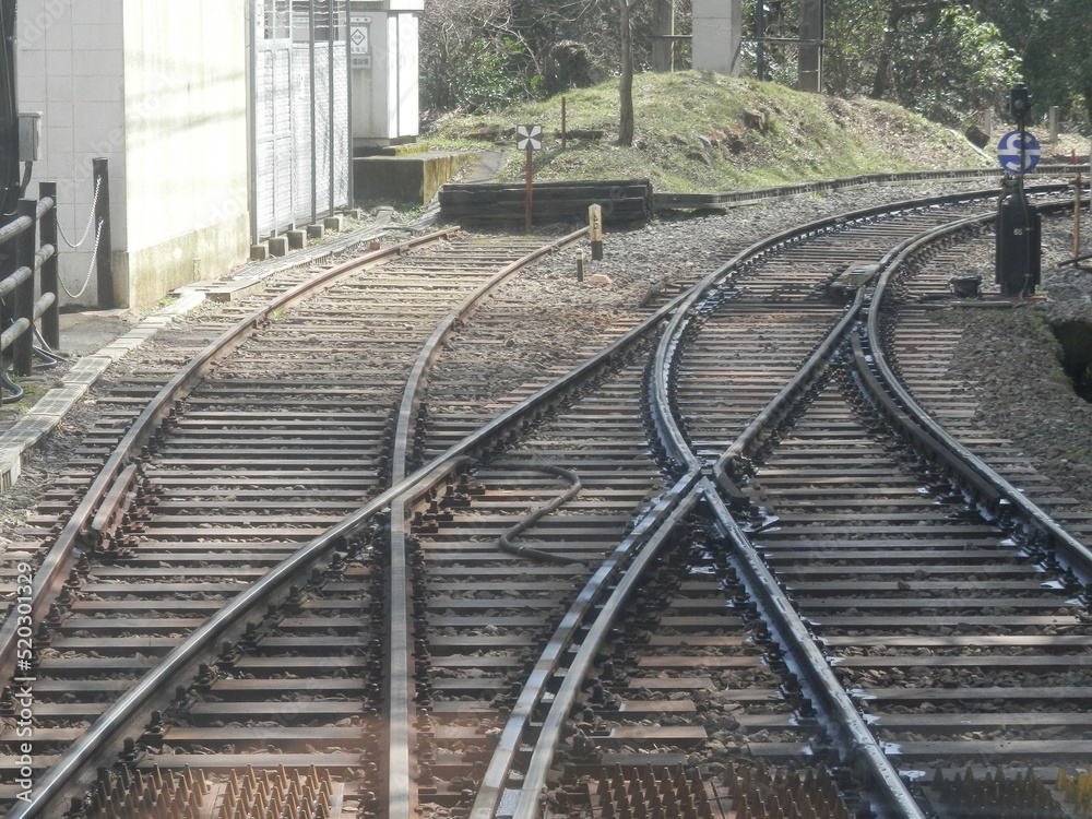 Fototapeta premium ３線路が分岐や合流している風景