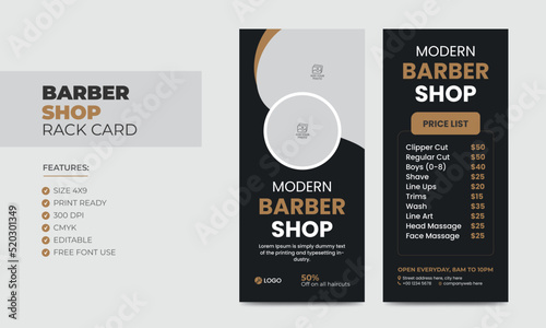 Barbershop Rack Card or Dl Flyer Template Beauty Salon Rack Card Design