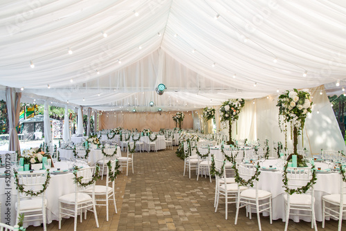 Elegant banquet hall for a wedding party