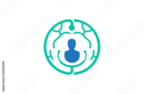 Outline brain doctor logo template