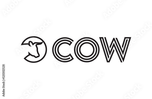 Unique Cow typography logo template