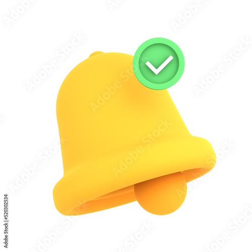 3d verified approved notification bell reminder alert eccomerce icon