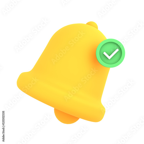 3d verified approved notification bell reminder alert eccomerce icon