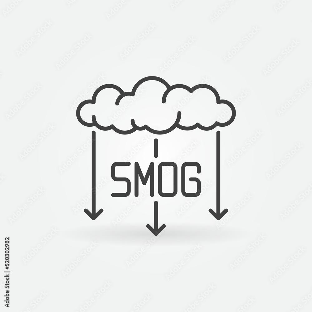 Smog Cloud with Arrows vector concept line icon Smog Cloud with Arrows vector concept line icon