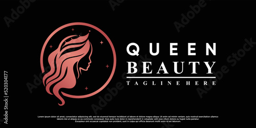 Beauty queen icon logo design for women with modern concept Premium Vector