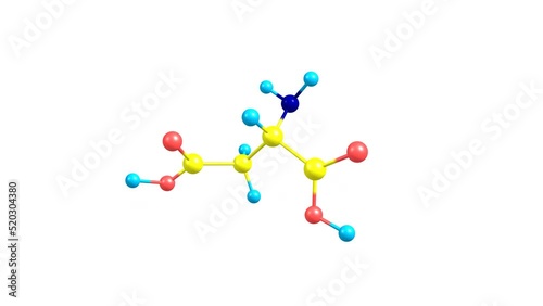 Aspartic acid molecule rotating video Full HD
