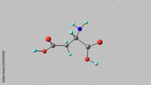 Aspartic acid molecule rotating video Full HD