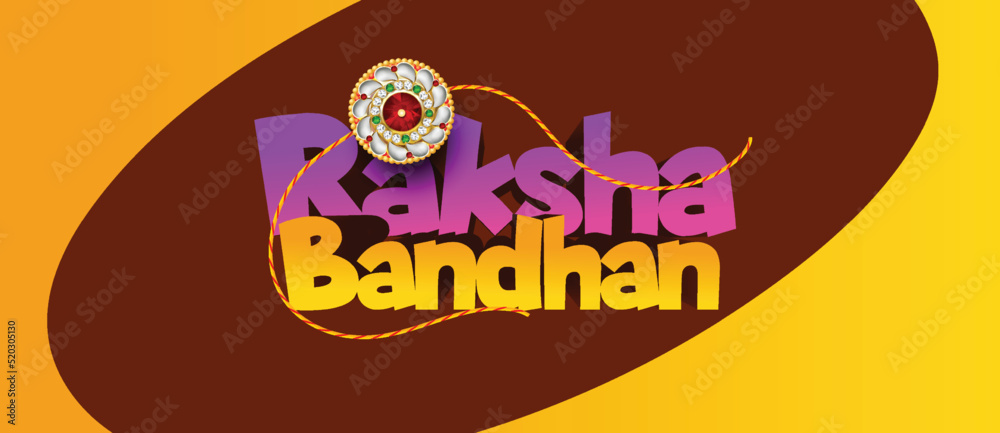 Raksha Bandhan with decorated Rakhi and gift for Raksha Bandhan and 3d text design, Indian festival of sisters and brothers 