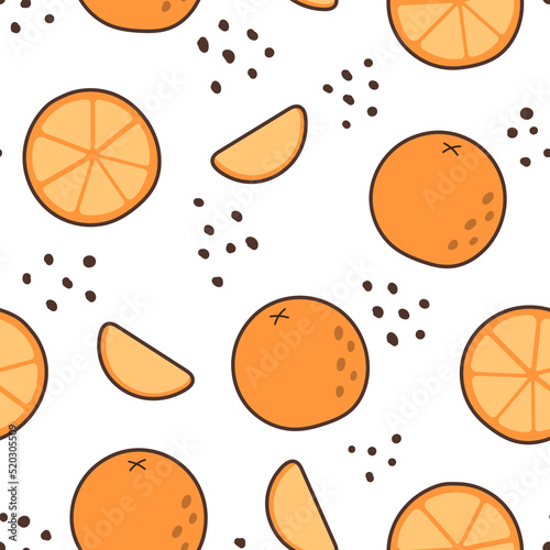 Vector seamless pattern with a orange. Abstract repeating background.