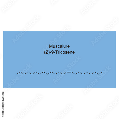 Chemical structure of Muscalure - housefly pheromone - on blue background.