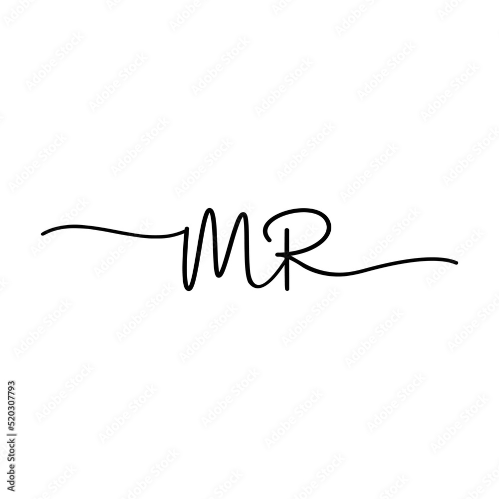 MR Signature Monogram Initial Letters Logo Design MR Signature Monogram Initial Letters Logo Design