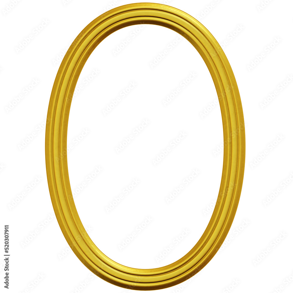 Elliptical Gold Frame 3D Render Illustration Elliptical Gold Frame 3D Render Illustration