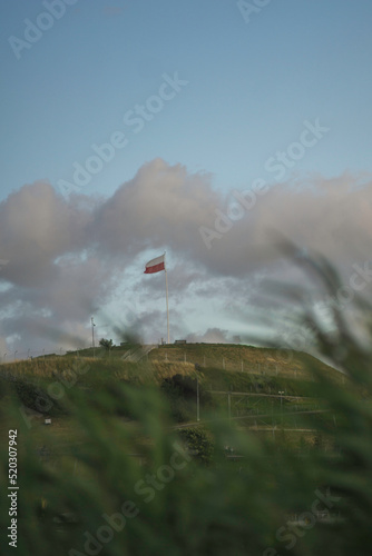 Polish flag on the hill