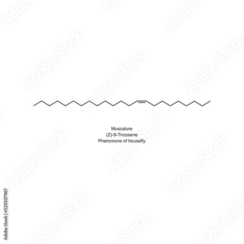 Chemical structure of Muscalure - housefly pheromone - on white background.