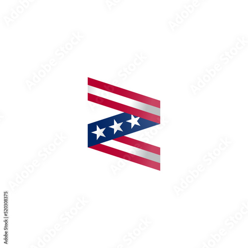 The star-spangled logo. Letter Z in colors of USA flag.