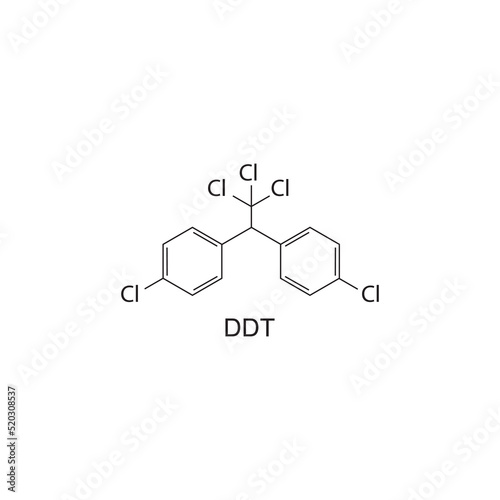 DDT pesticide chemical structure on white background.