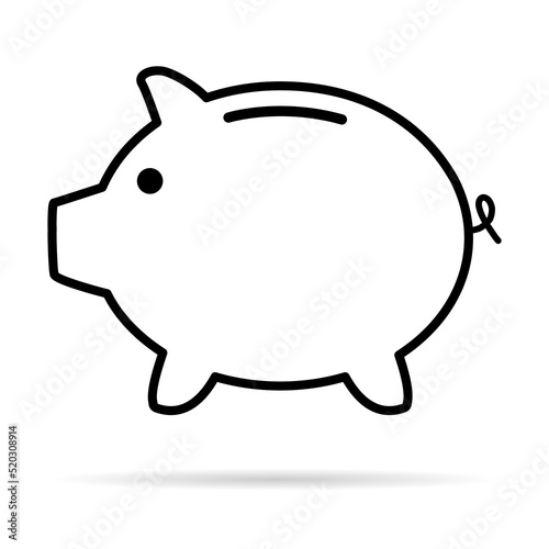 Piggy bank flat icon, sign vector with empty web symbol. Money income, economic graphic button