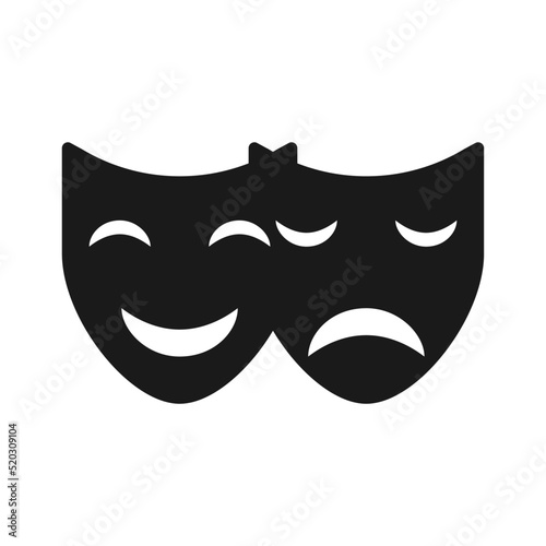 Set of Theater face mask icon, emotion actor comedy and drama symbol, festival sign vector illustration