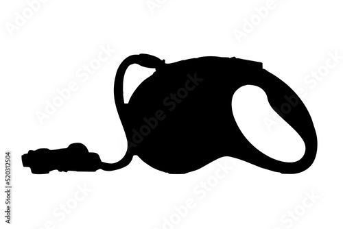 roulette dog leash, silhouette on a white background