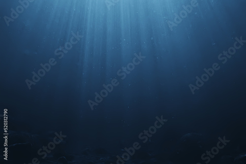 sun rays under water blue ocean background, abstract sun light in water wallpaper