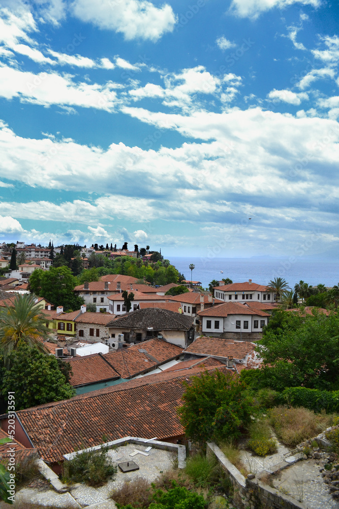 Turkey, Antalya, Kaleiçi, travel, clouds and blue sky, sea, building