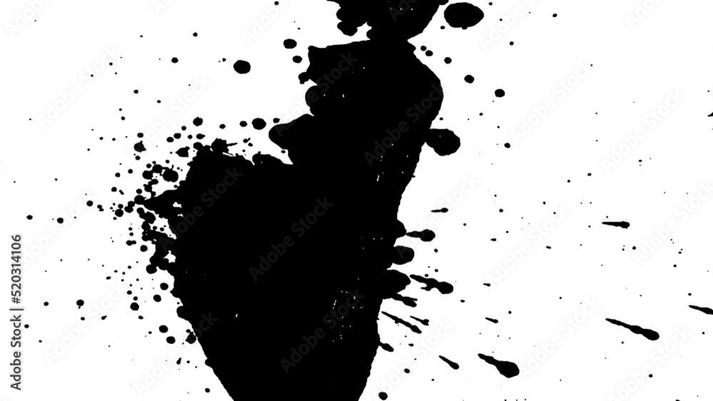 Black ink splash on a white background for luma and mask composition