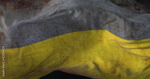 Old Ukraine Flag waving at wind. Loop photo