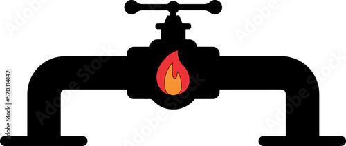 Natural gas pipe flame outline icon. linear style sign flame