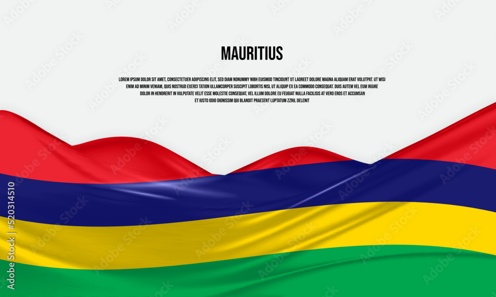 Fototapeta premium Mauritius flag design. Waving Mauritius flag made of satin or silk fabric. Vector Illustration.