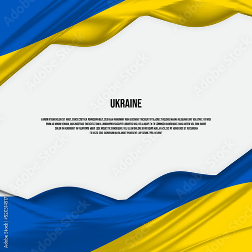 Ukraine flag design. Waving Ukrainian flag made of satin or silk fabric. Vector Illustration.