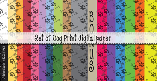 paw prints digital paper / seamless pattern