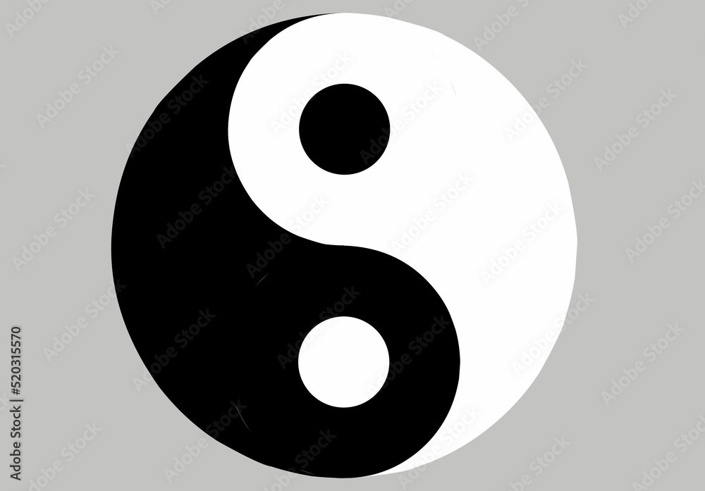 yin yang sign isolated on gray background - obrazy, fototapety, plakaty 