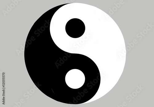 yin yang sign isolated on gray background photo