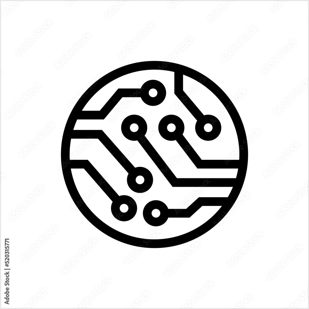 Electronic Circuit Icon, Printed Conductive Wire Traces Circuit Electronic Circuit Icon, Printed Conductive Wire Traces Circuit
