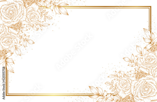 outline hand drawn flower frame border decoration