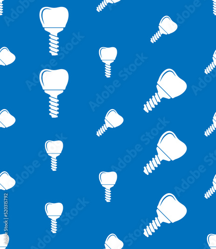Dental Implant Icon Seamless Pattern, Tooth Endosseous Implant, Fixture