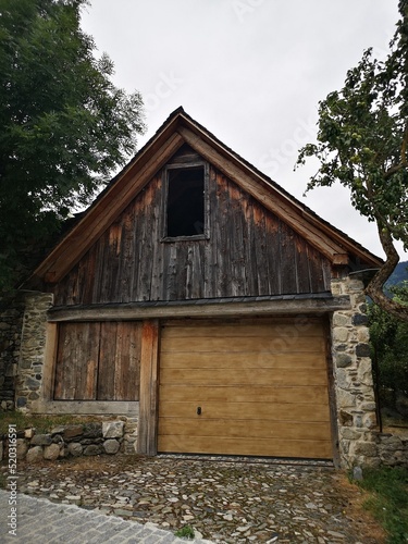 medieval stone houses in the old town of Viehla in the Pyrenees
