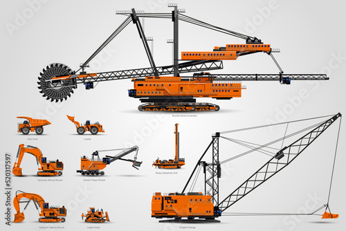 The quarry mining machines. The machine of  quarry mining works.